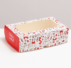 Изображение Коробка складная под зефир "Новогодний хаос", 25 х 15 х 7 см, 1 шт